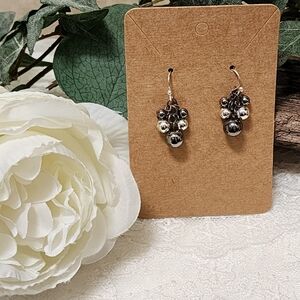 Elegant Silver Toned Cluster Dangle Drop Hook Earrings